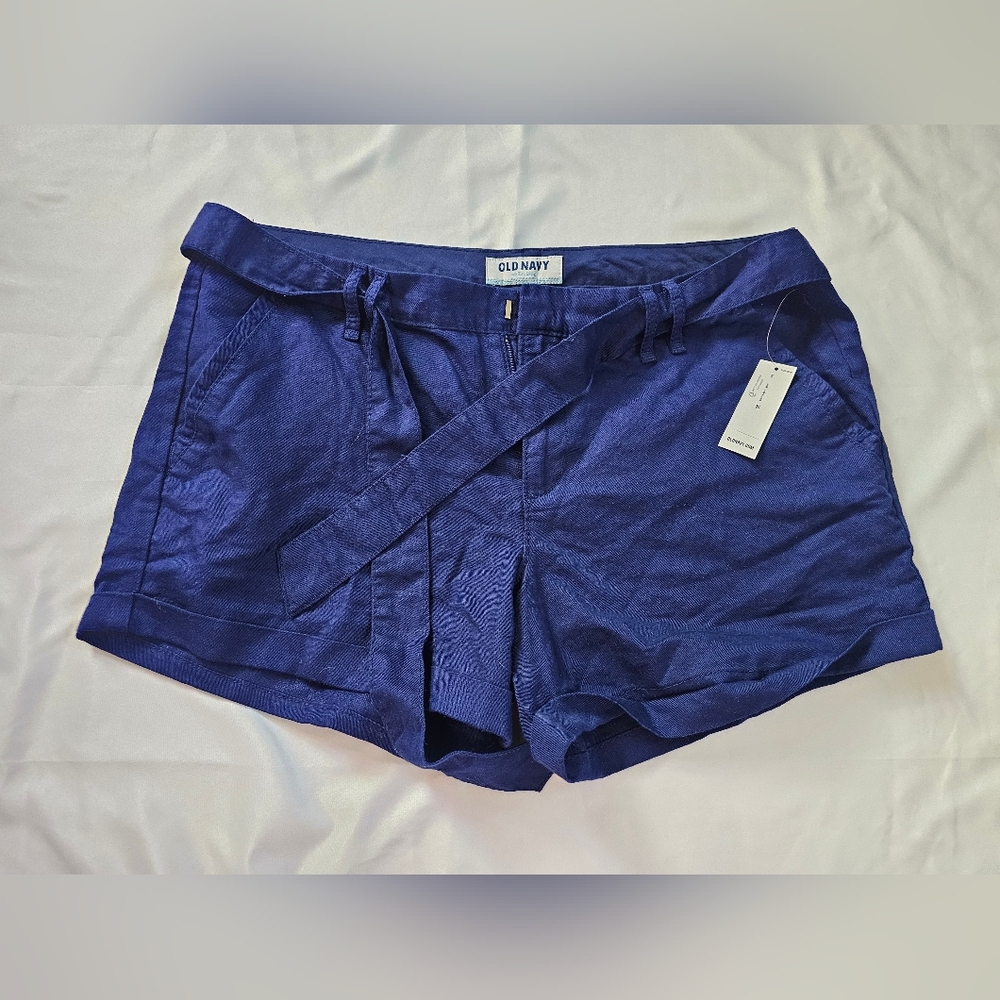 Old Navy Women's Shorts - Linen Blend Deep Blue- Size 10- NWT